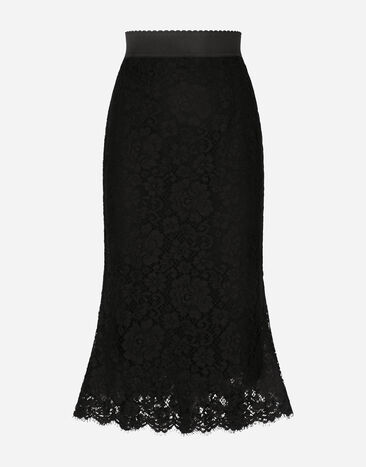 Dolce & Gabbana Long mermaid skirt in lace Black F759LTFLRC2