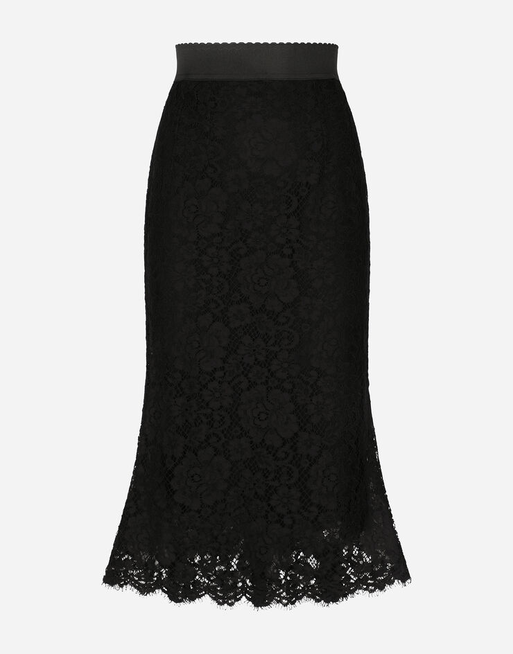 Dolce & Gabbana Long mermaid skirt in lace Black F4BVOTHLMCK