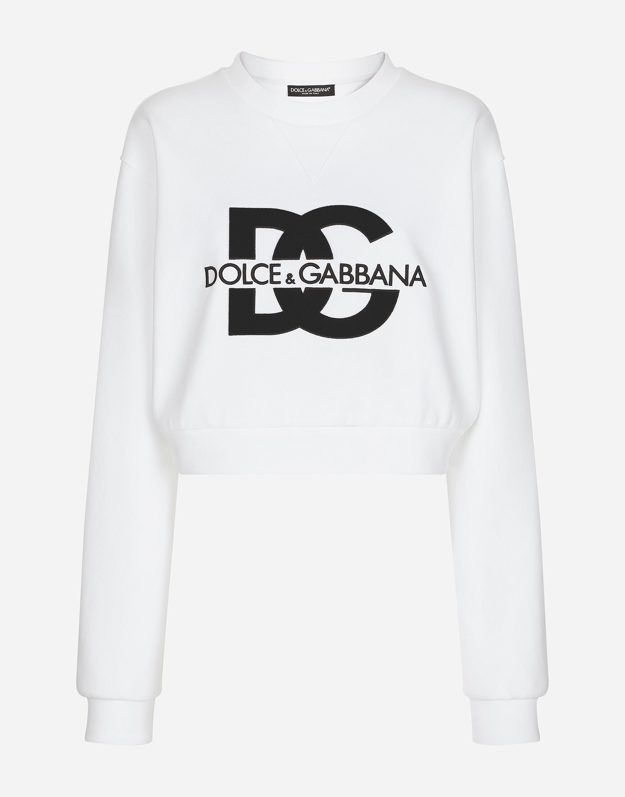 Dolce & Gabbana Sweatshirt aus Jersey mit DG-Logostickerei Weiss F8T00ZGDCBT