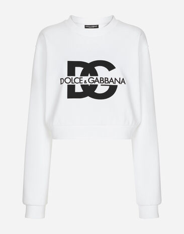 Dolce & Gabbana Sweatshirt aus Jersey mit DG-Logostickerei Schwarz FXE03TJBMQ3