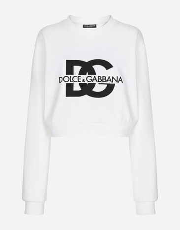 Dolce & Gabbana Jersey sweatshirt with DG logo embroidery White F8U78TGDB6T