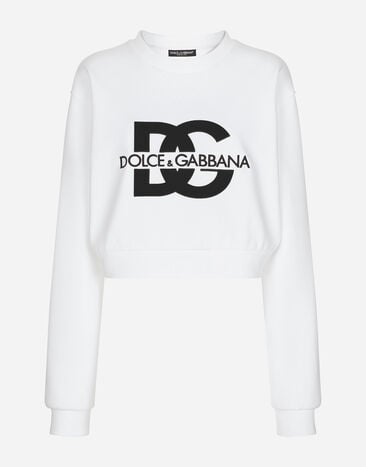 Dolce & Gabbana DG 로고 자수 저지 스웨트셔츠 화이트 F8T00ZGDCBT