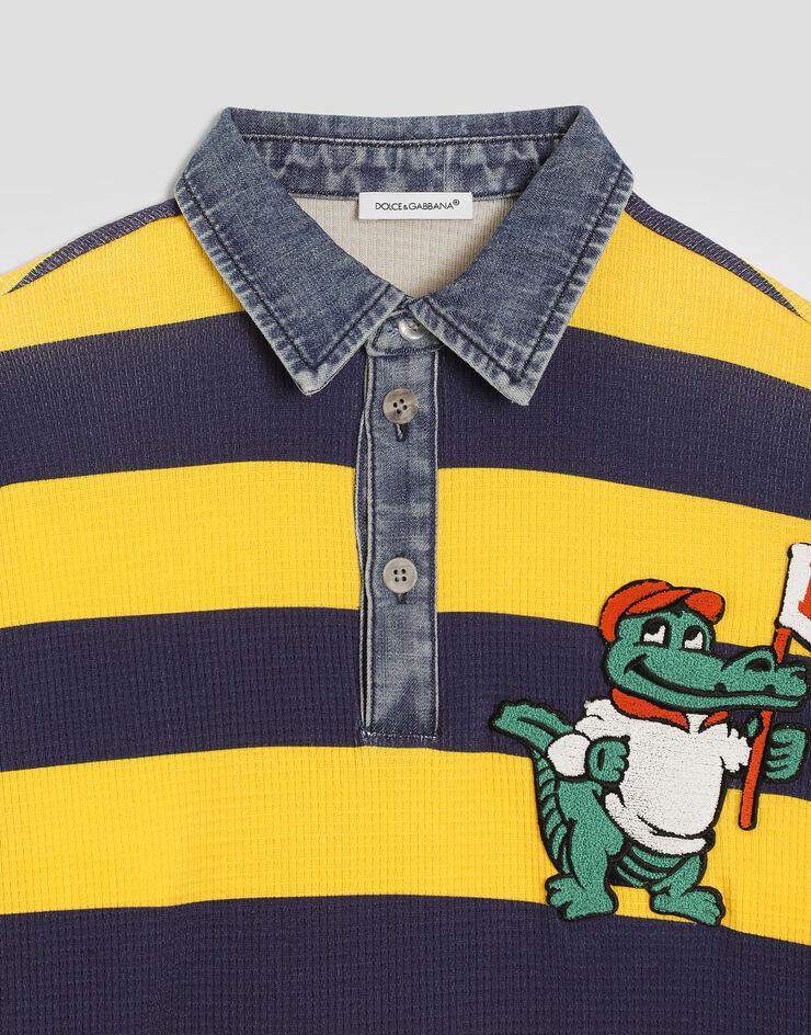 Dolce & Gabbana Striped cotton polo shirt with patch Dolce & Gabbana Striped cotton polo shirt with patch L4JTKOG7QK7