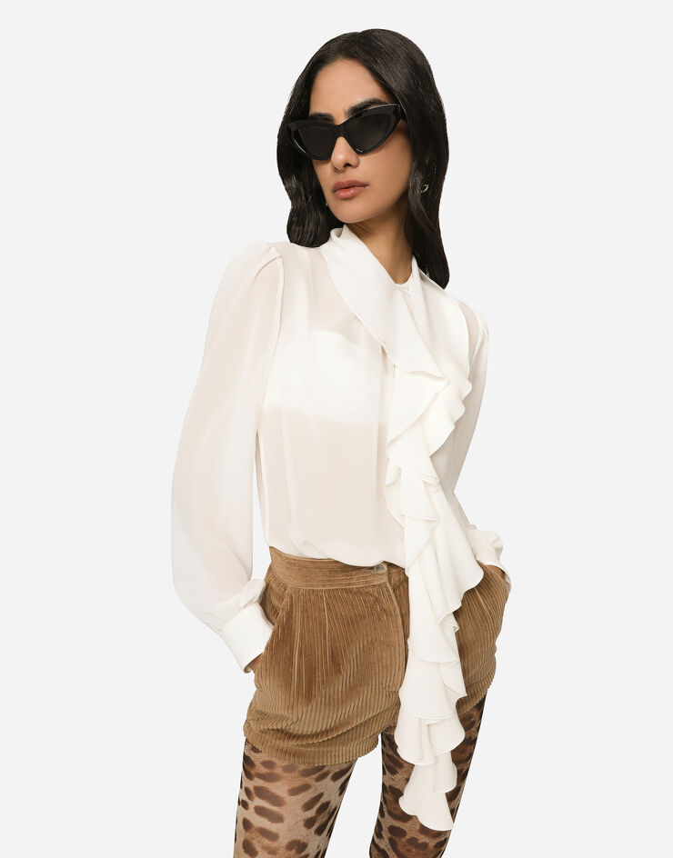 Dolce&Gabbana Georgette blouse with ruches White F779KTFU1AR