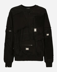 Dolce & Gabbana Patchwork jersey sweatshirt with logo tag Black G9AHSZG7M2H