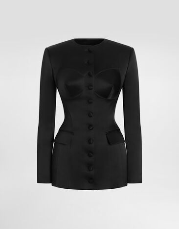Dolce & Gabbana Single-breasted duchess jacket with conical cups Black F27ETTFU106