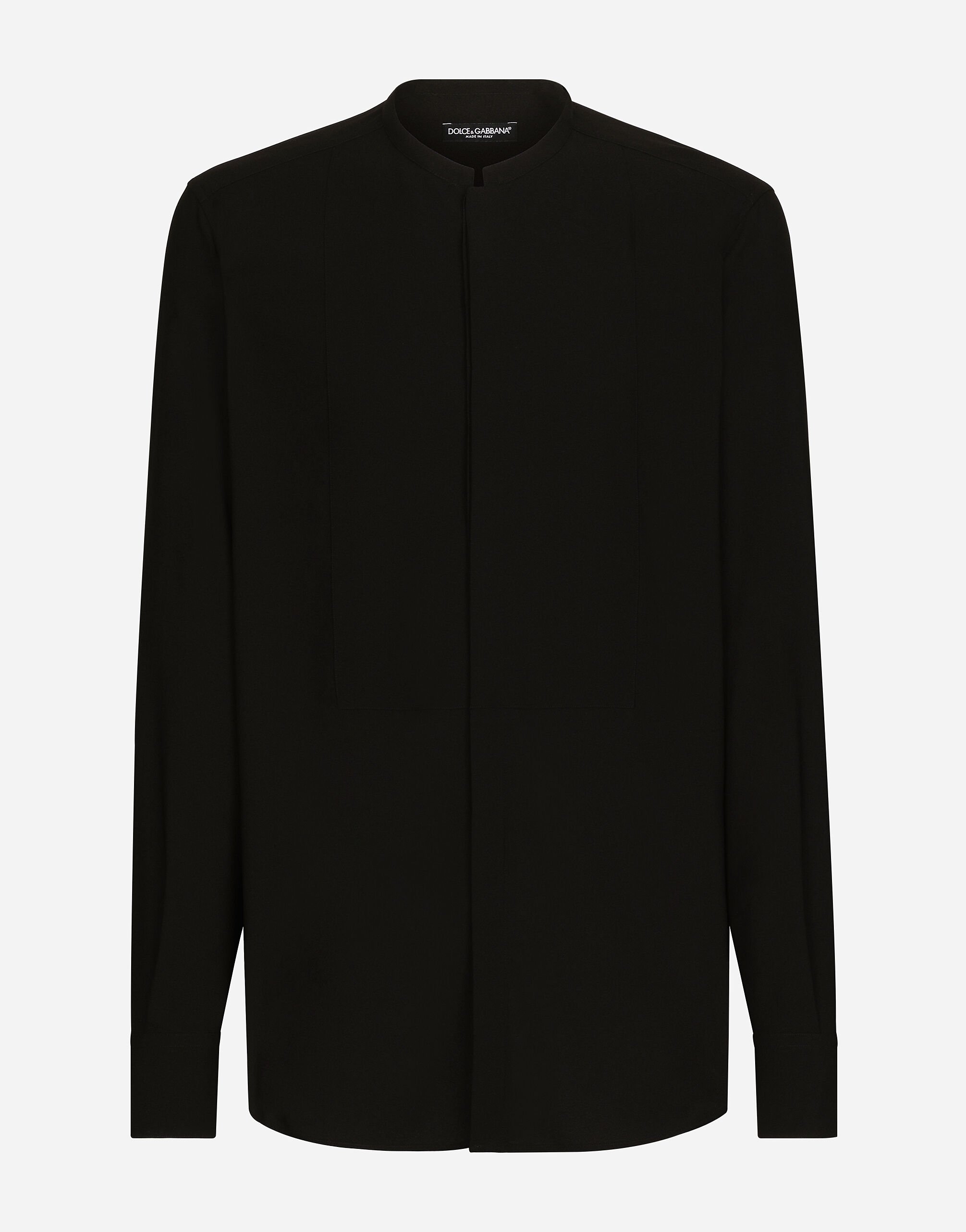 Dolce & Gabbana Mandarin shirt with shirt front Black G5IF1ZGF856