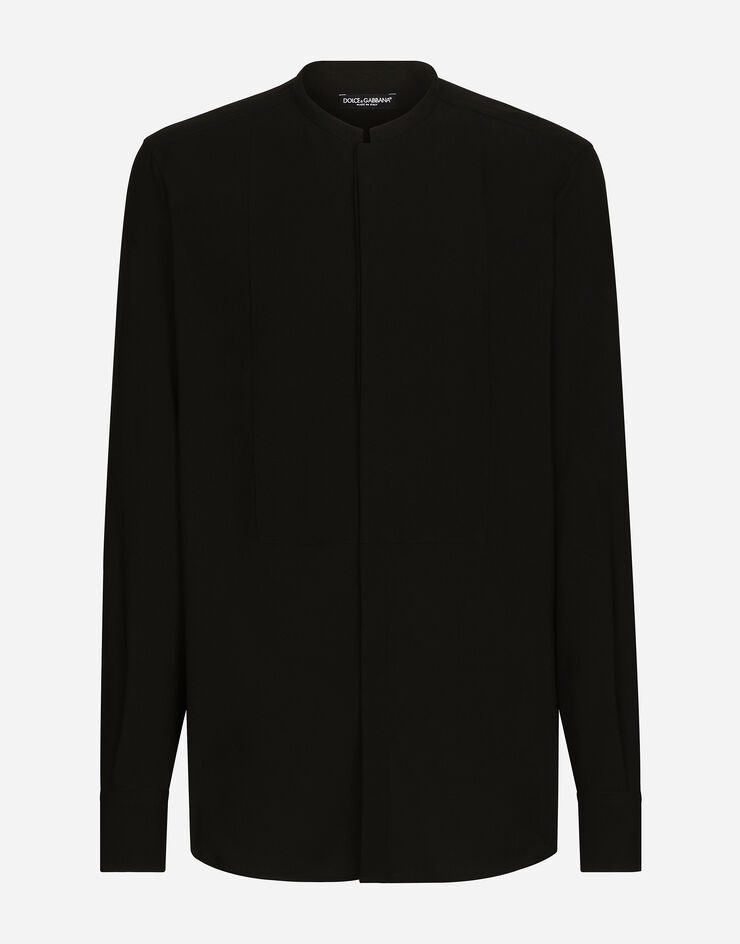 Dolce & Gabbana Mandarin shirt with shirt front Black G5LF8TFUMVS