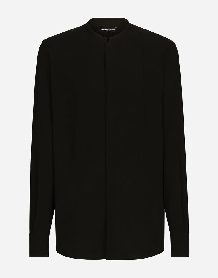 Dolce & Gabbana Camisa con cuello mao y plastrón Negro G5LF8TFUMVS