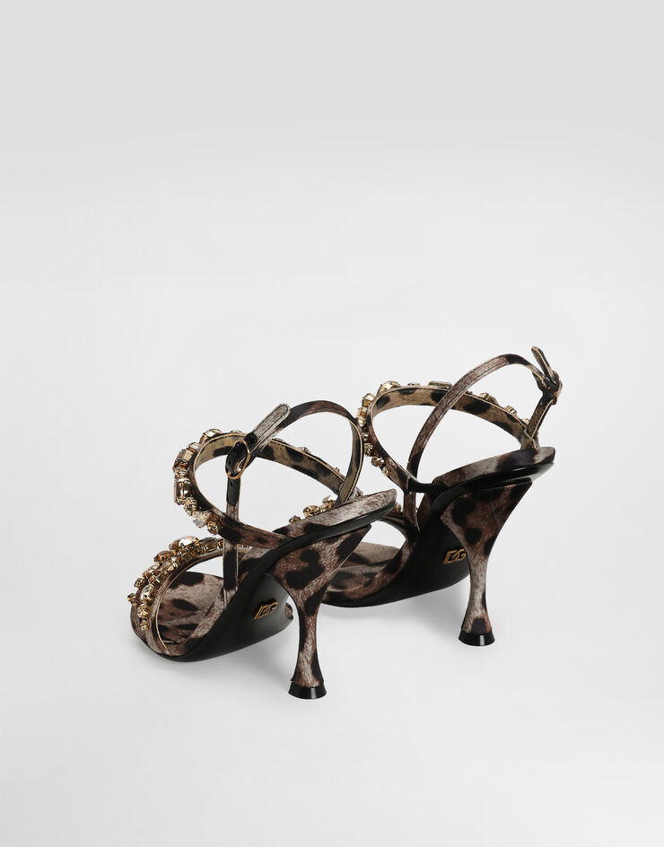 Dolce & Gabbana Leopard-print satin sandals with embellishments Dolce & Gabbana Leopard-print satin sandals with embellishments Print CR1930A0079