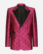 Dolce & Gabbana Single-breasted Sicilia-fit tuxedo jacket with DG jacquard detailing Grey G2NW1TFU4LB