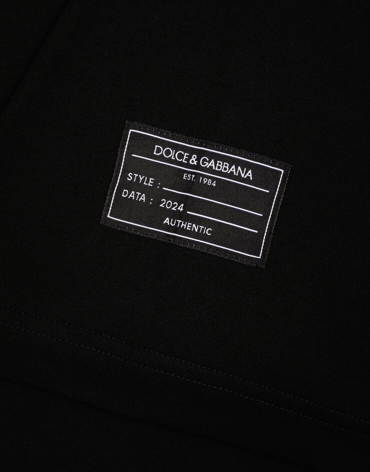 Dolce & Gabbana T-shirt manica corta stampa logo verticale Nero G8PN9TG7M1D