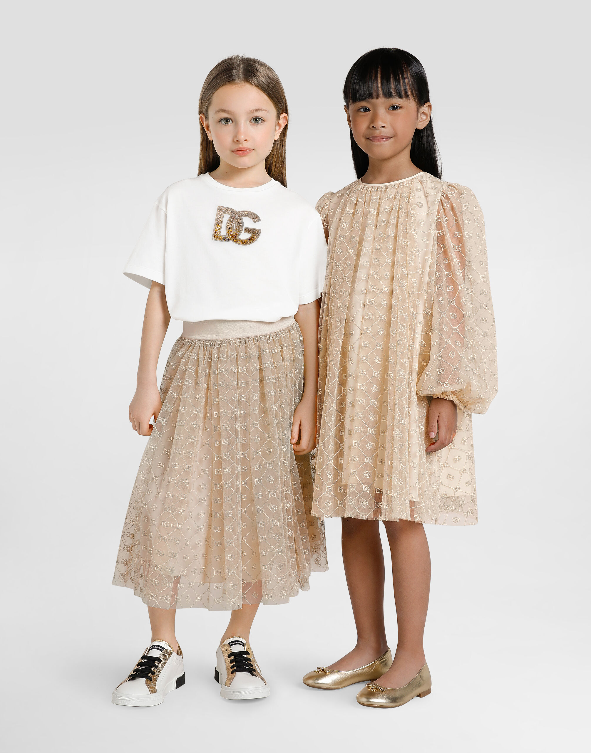 Short-sleeved jersey t-shirt with DG logo strass in White for