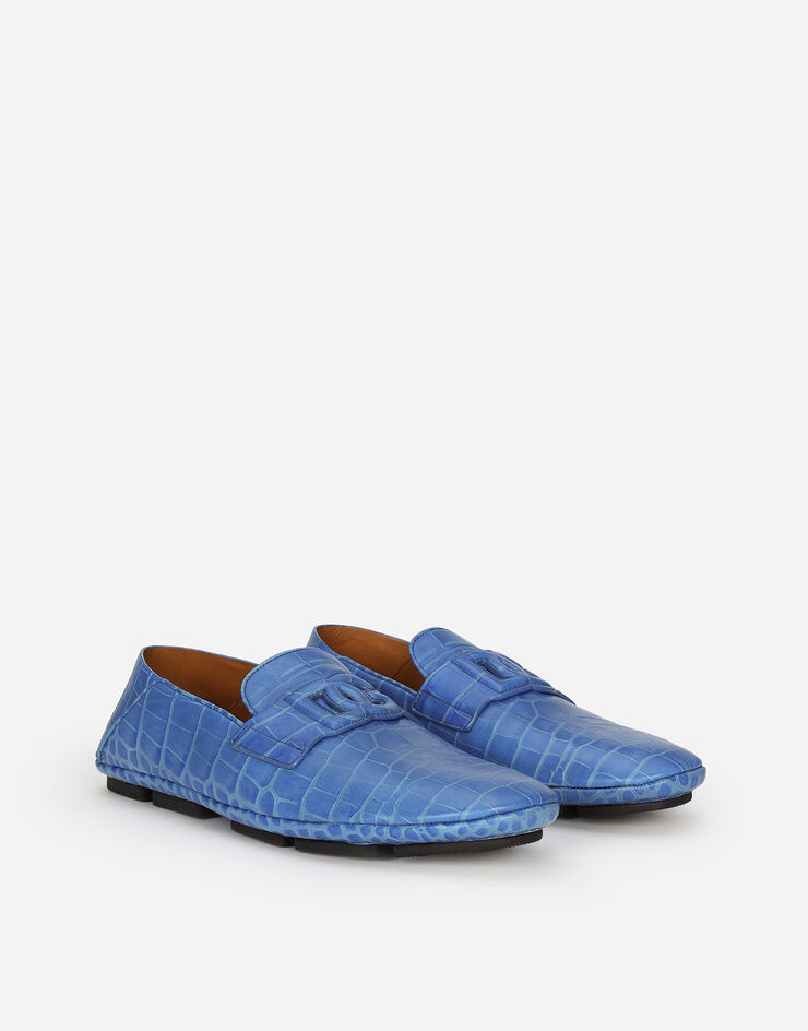 Dolce & Gabbana Crocodile-print calfskin driver shoes Blue A50583AS422