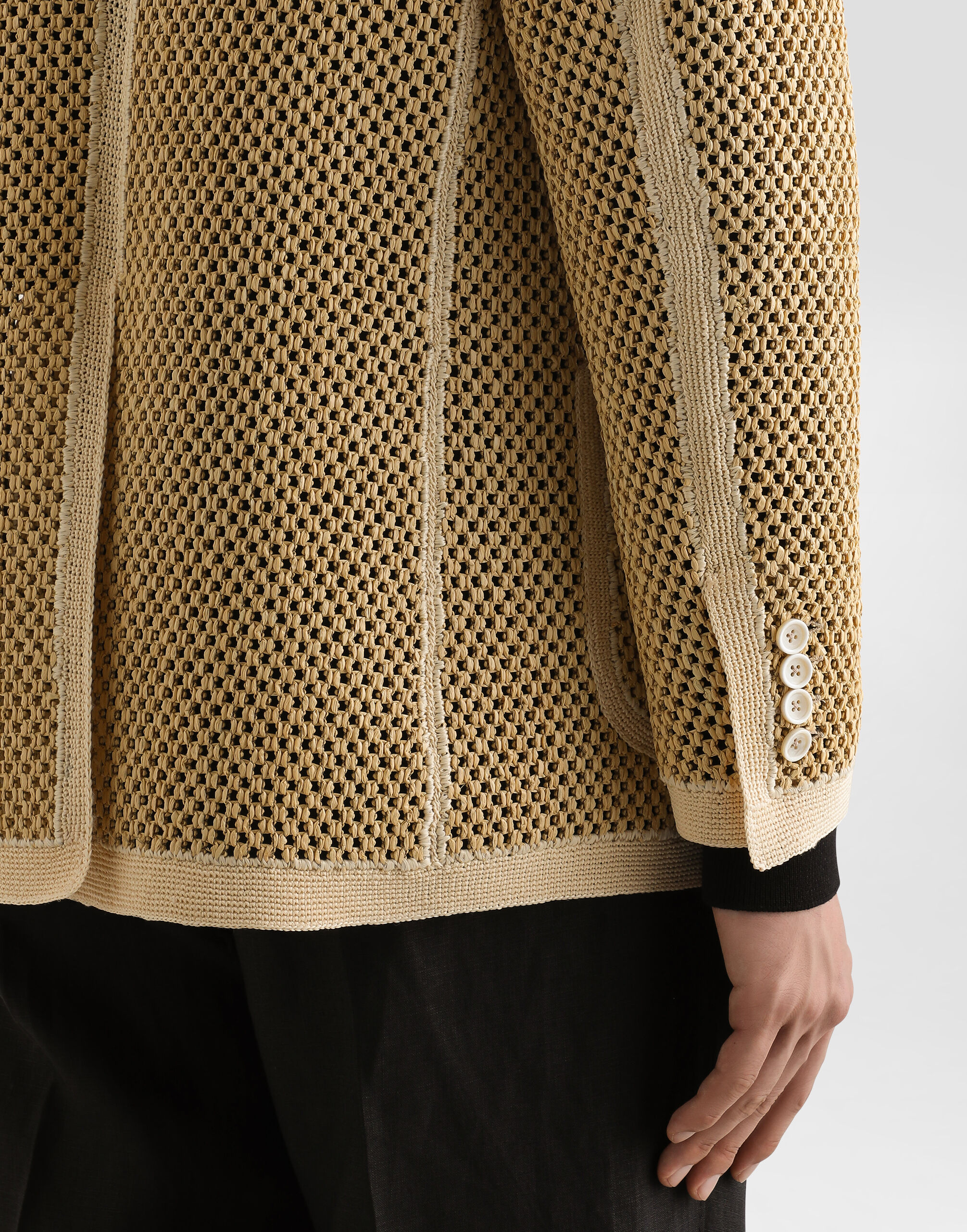 Double-breasted raffia mesh jacket in Multicolor for Men