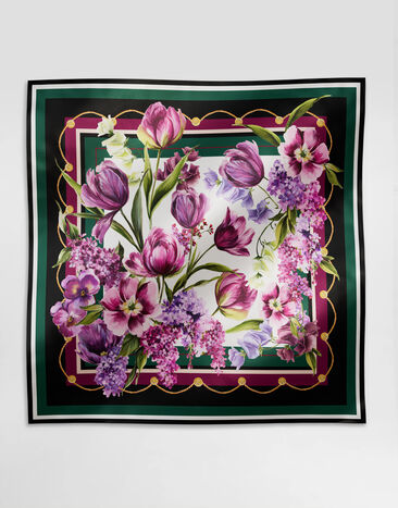 Dolce & Gabbana Tuch aus Seidentwill Tulpenprint 90 x 90 Drucken FN090RGDCXL