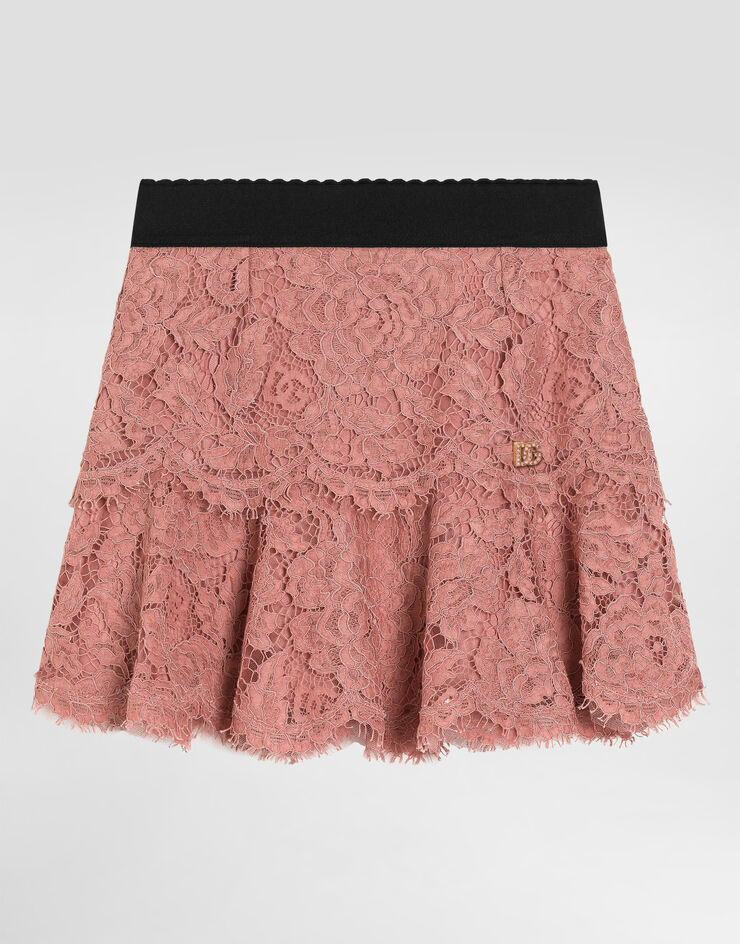 Dolce & Gabbana Lace skirt with DG logo Pink L55I47HLM7L