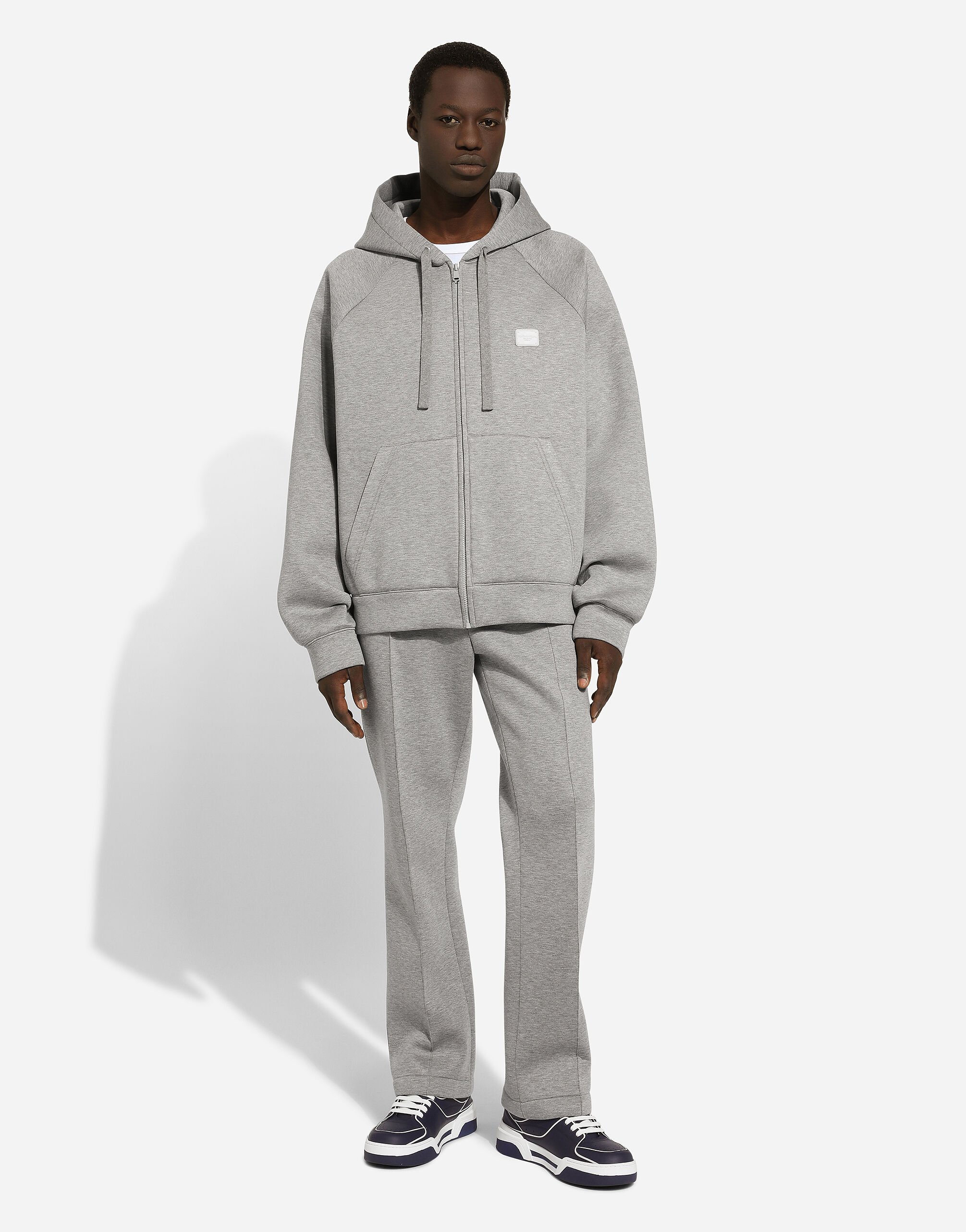 Zip-up hoodie with tag in Grey for | Dolce&Gabbana® US