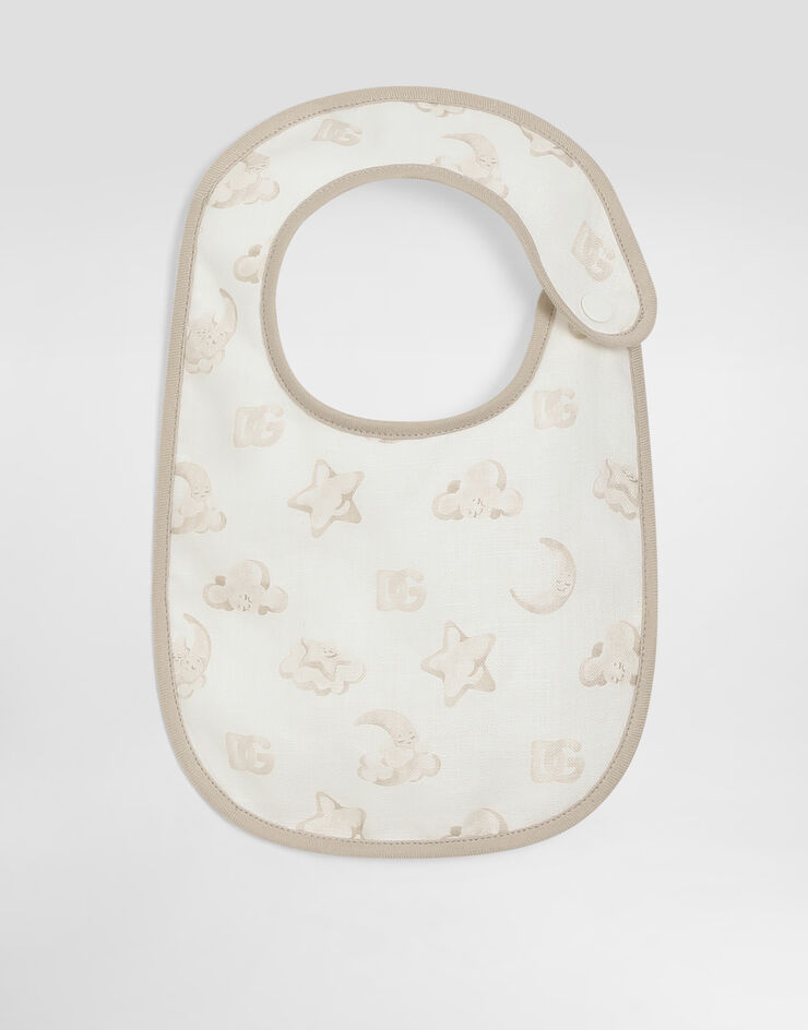 Dolce & Gabbana Babero de tela estampado estrellitas White LNJA55G7O3J
