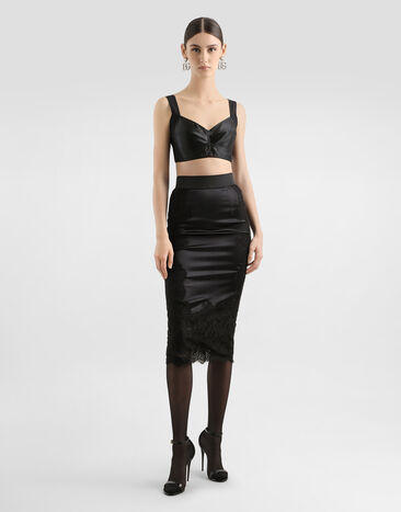 Dolce & Gabbana Satin midi skirt Black F4BHCTGDBUR