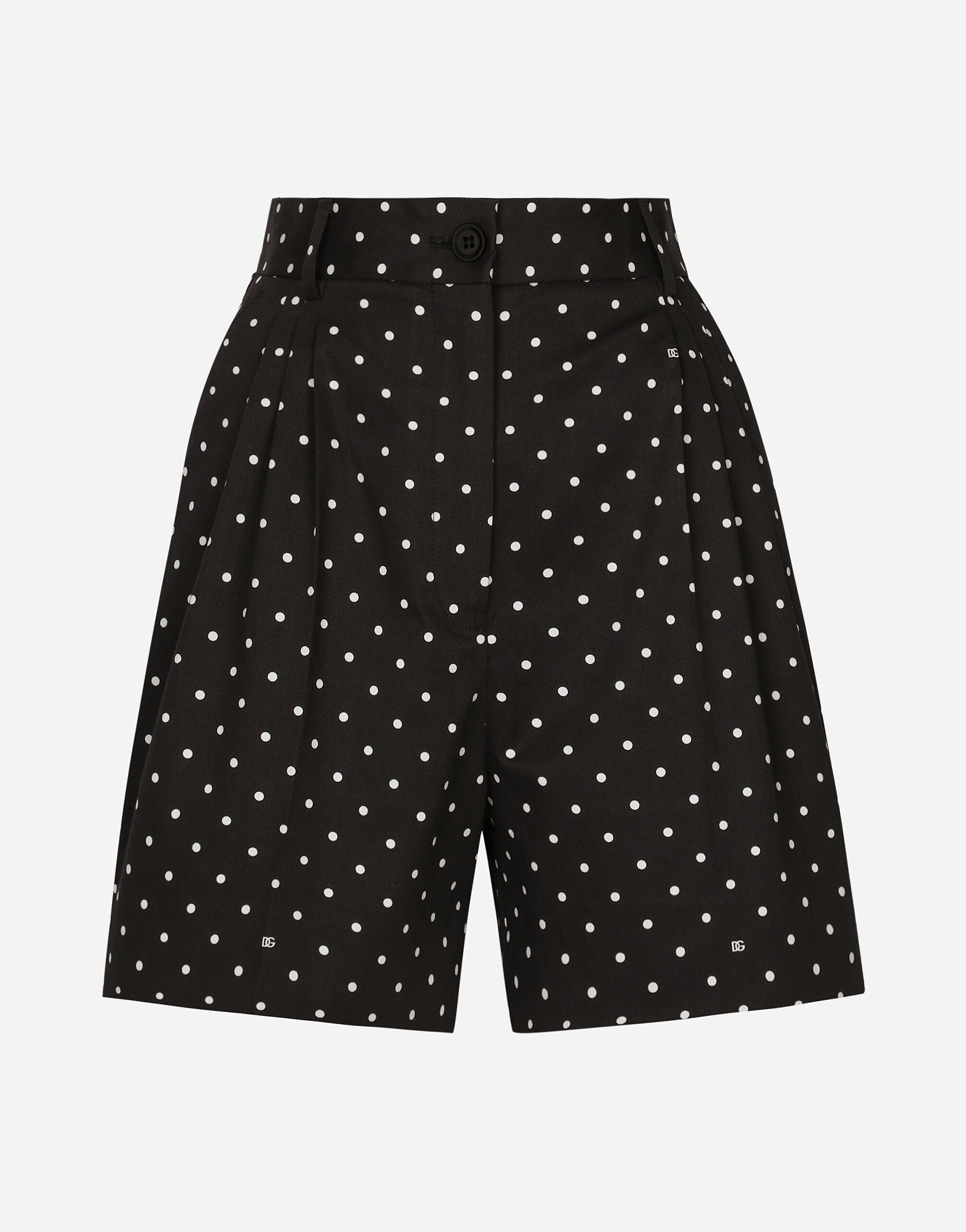 Polka dot cotton shorts in Print for Women Dolce Gabbana