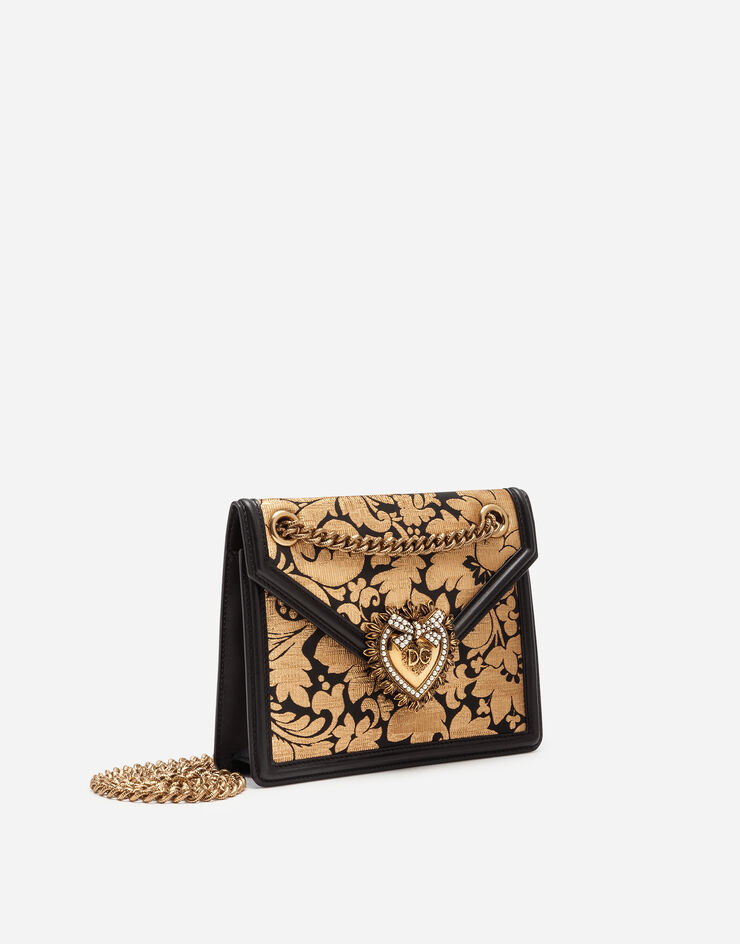 Dolce & Gabbana Medium floral jacquard lurex Devotion bag GOLD/BLACK BB6641AJ501