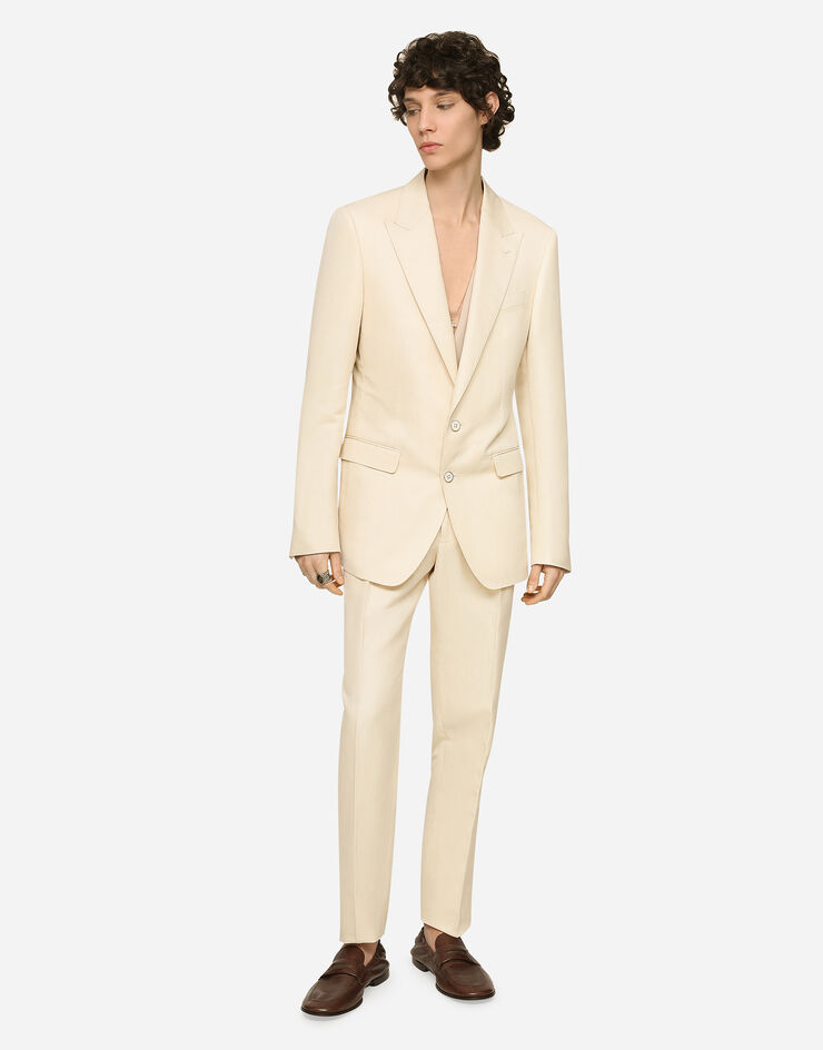 Dolce & Gabbana Linen, cotton and silk pants White GY6UETFUMJN