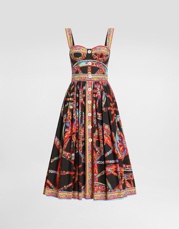 Dolce & Gabbana Carretto-print poplin long dress Multicolor F615YTGDDTF