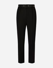 Dolce&Gabbana Stretch wool pants with branded waistband Black F79BRTHLM9K
