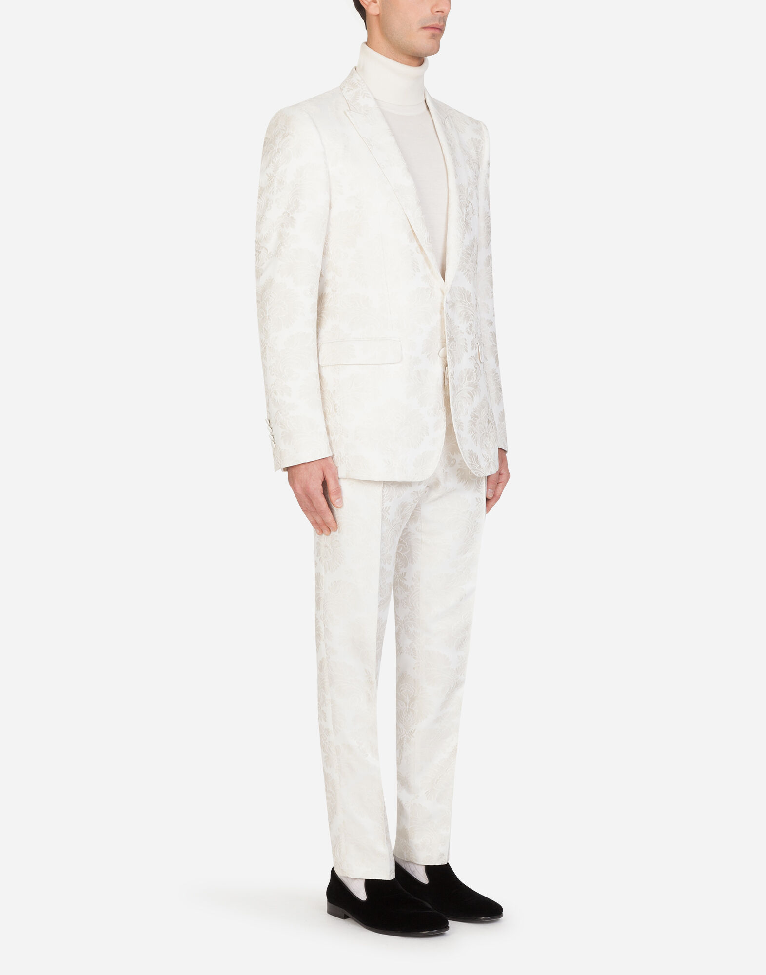 Floral jacquard martini fit suit in White for Men Dolce Gabbana US