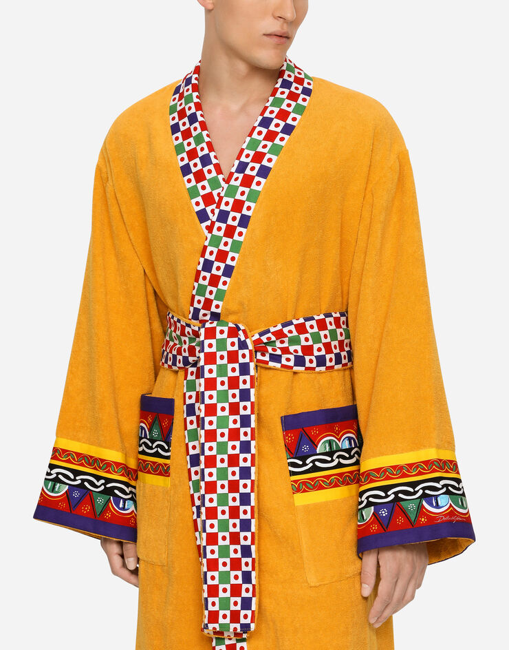 Dolce & Gabbana Cotton Terry Bathrobe Multicolor TCF010TCAGN