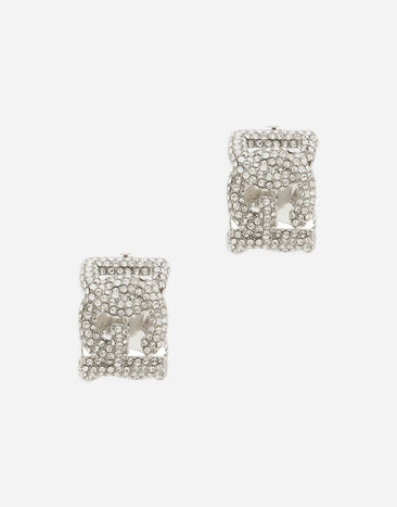 Dolce&Gabbana Rhinestone earrings with DG logo Silver WEP8S3W1111