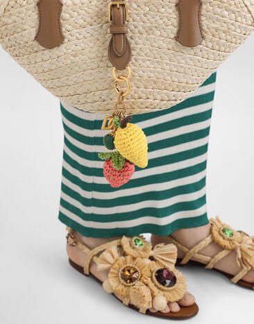Dolce & Gabbana Metal and rafia keychain Multicolor BI3410AK374
