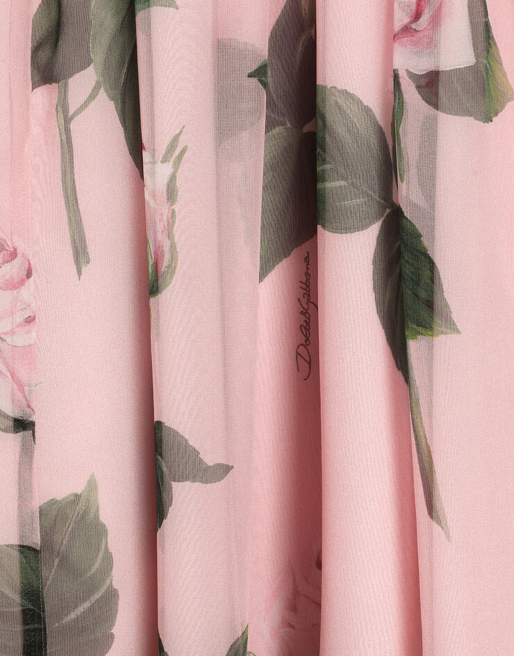 Dolce & Gabbana Chiffon dress with rose print Print L53DE9IS1X9
