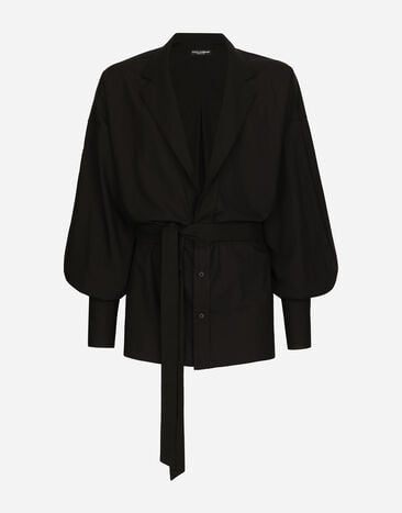 Dolce & Gabbana Chemise avec revers et col de veste en coton Noir GKAHMTFUTBT