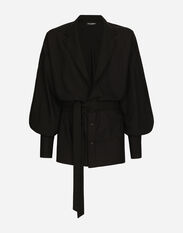 Dolce & Gabbana Camicia con revers e collo giacca in cotone Grigio G2NW1TFU4LB