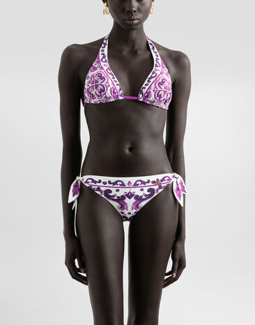 Dolce & Gabbana Majolica-print padded triangle bikini Multicolor O8A54JONO19