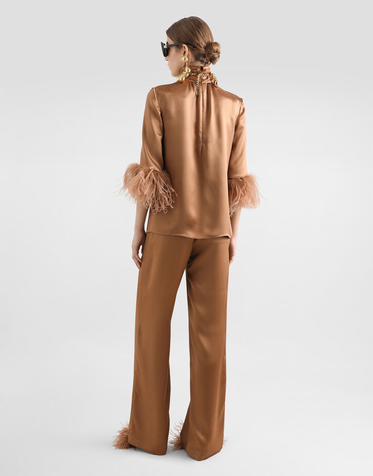 Dolce & Gabbana Double silk satin pajama pants Beige FTC9FTFU1NU