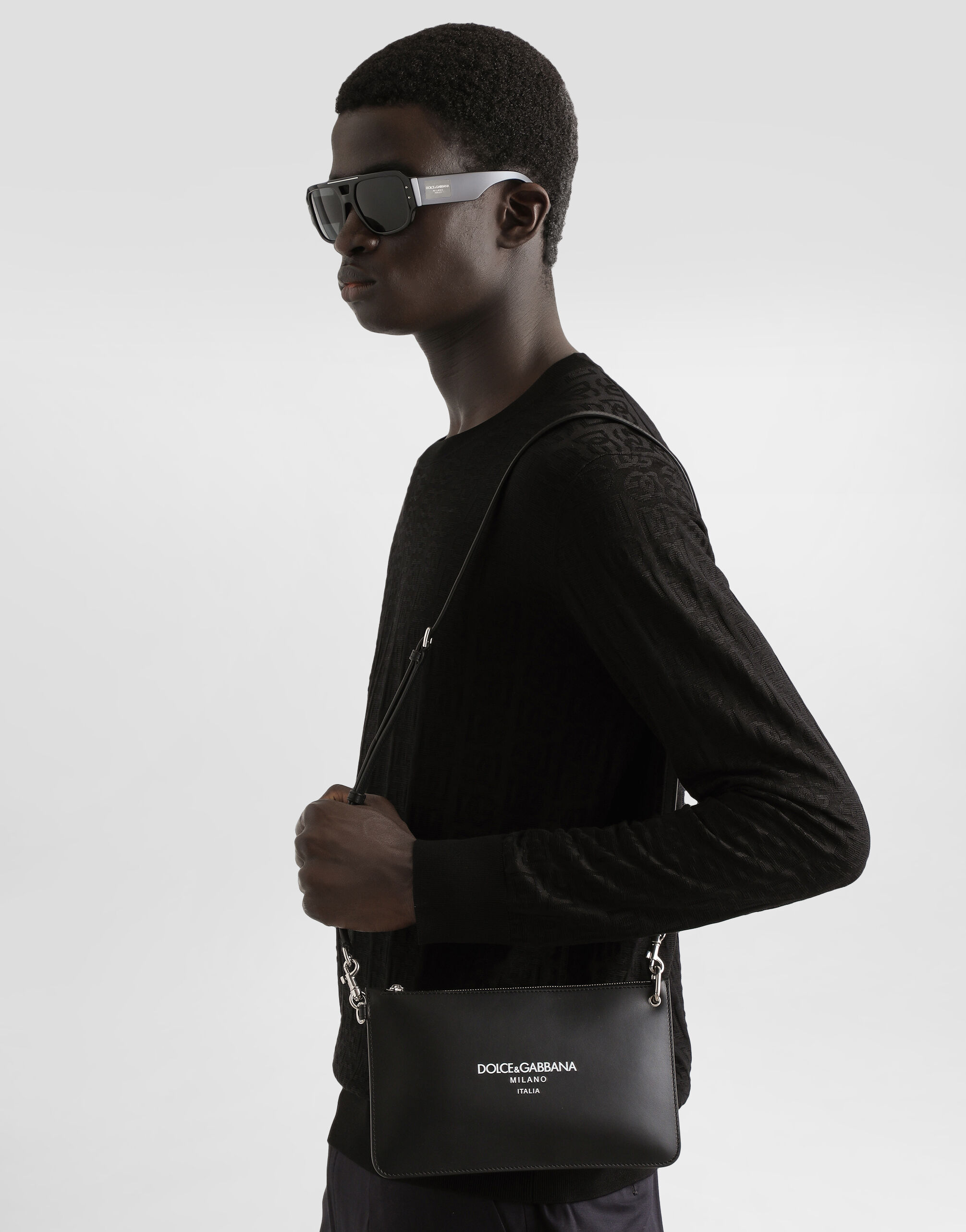 Calfskin toiletry bag in Black for Men | Dolce&Gabbana® US