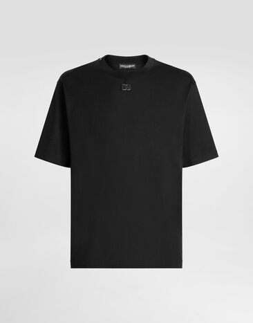 Dolce & Gabbana Cotton t-shirt with patch Black G8PN9ZG7PXS