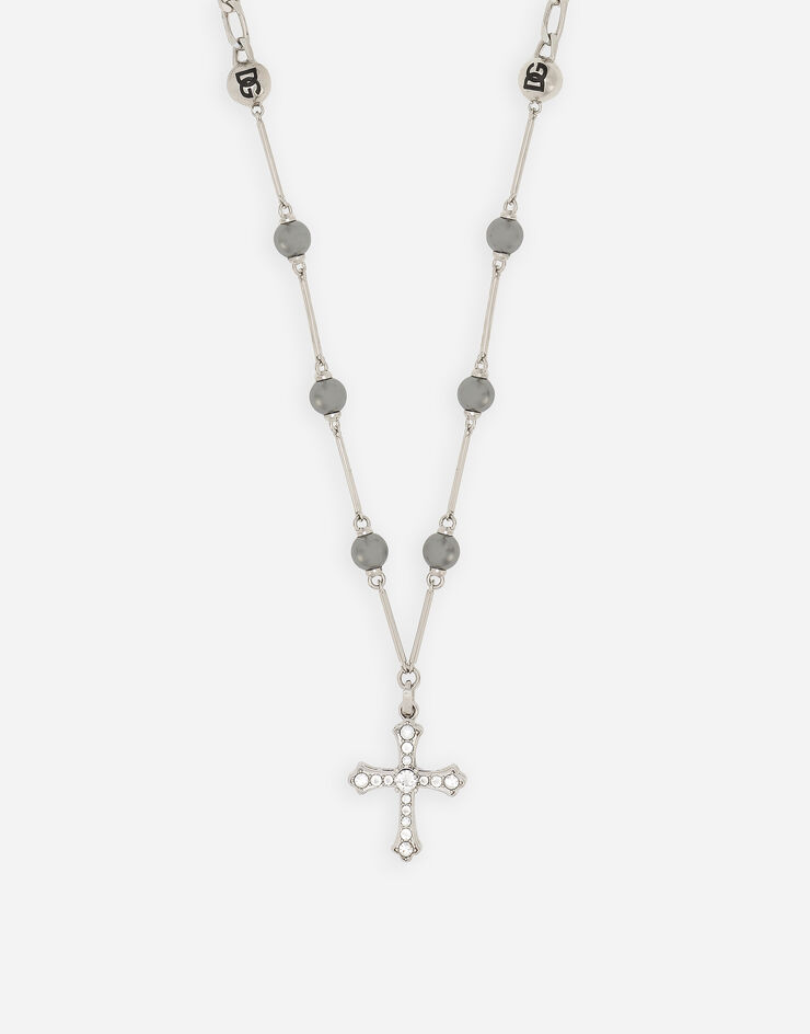 Dolce & Gabbana Collar de esferas con cruz de strass «DNA» Silber WNQ1D8W1111