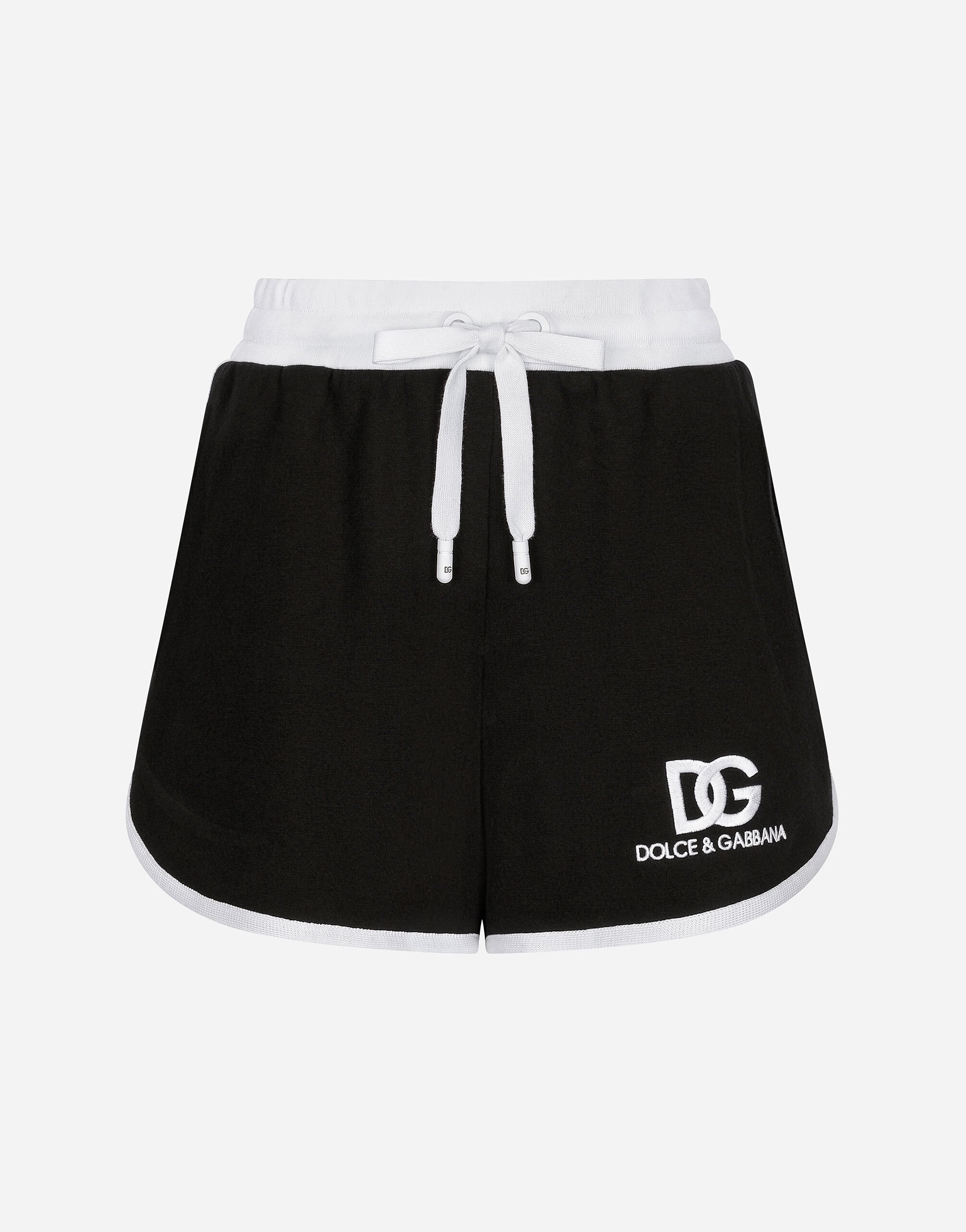 Dolce & Gabbana Jersey shorts with DG logo embroidery Gold BB7287AY828
