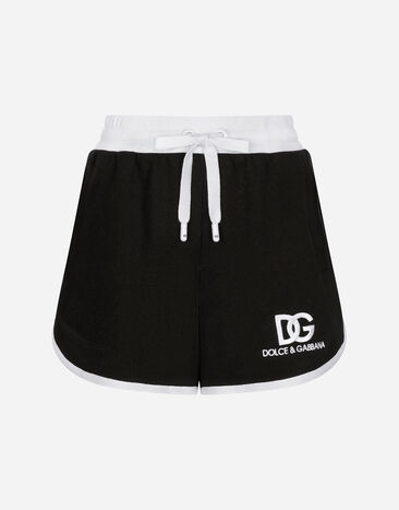 Dolce & Gabbana Shorts in jersey con ricamo logo DG Blu FTBXHDG902P