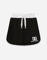 Dolce&Gabbana Jersey shorts with DG logo embroidery Black F6DKITFU1AT