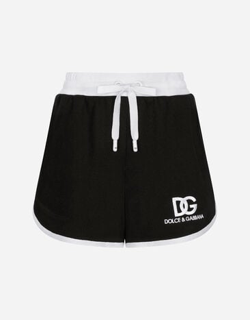 Dolce&Gabbana Jersey shorts with DG logo embroidery Black F780MTHLM9J