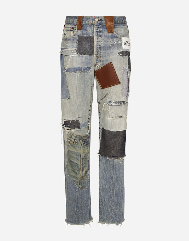 Dolce & Gabbana Jean jambe droite en patchwork de denim Multicolore GV1OXDGG131