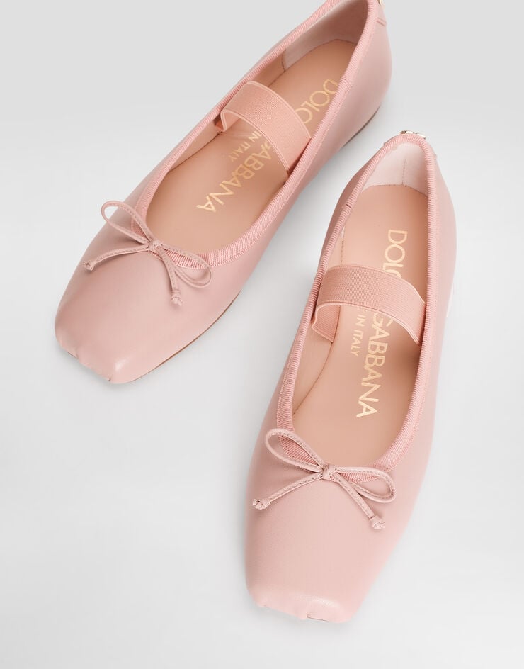 Dolce & Gabbana Bailarinas en napa con detalle de gros grain Pink D11395AX626