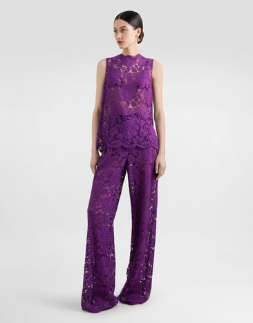 Dolce & Gabbana Cordonetto floral lace top Purple F73G9THLM7L