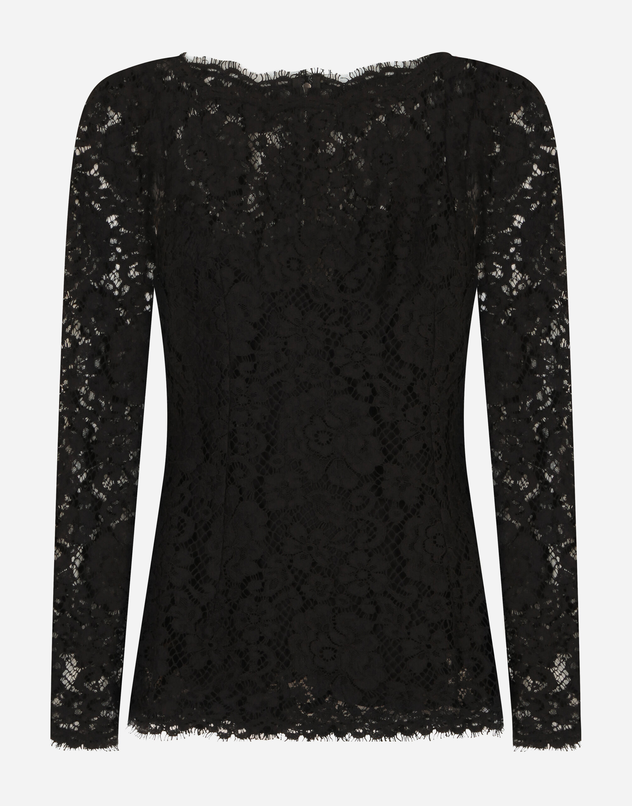 Long sleeved cordonetto lace top in BLACK for Women Dolce Gabbana