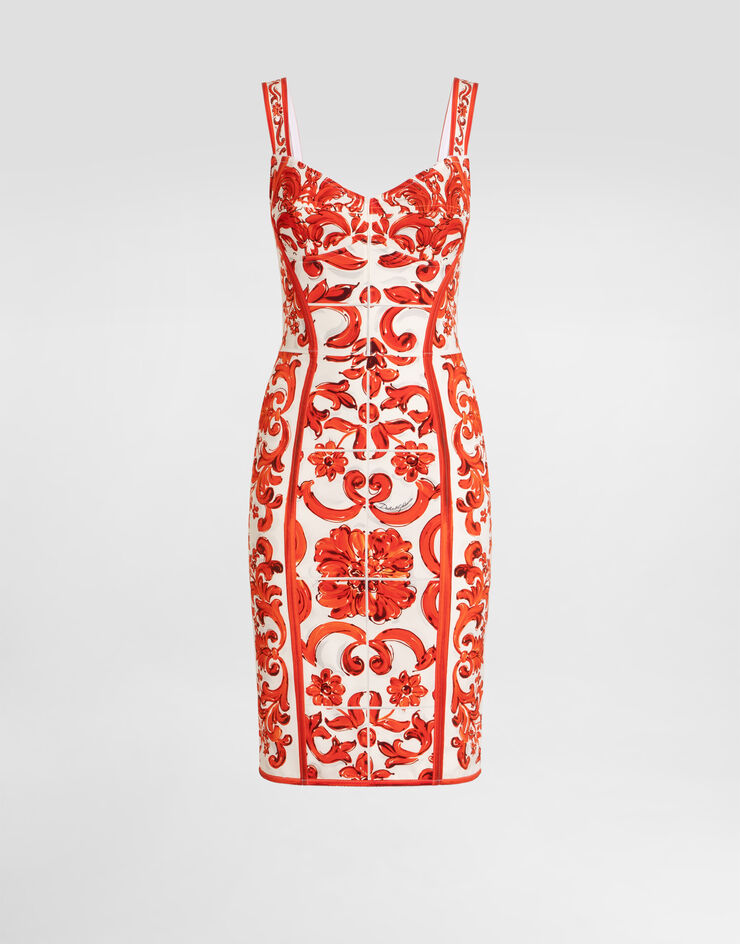 Dolce & Gabbana Majolica-print charmeuse short dress Multicolor F63G9TGDDRJ